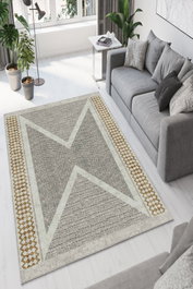 Conceptum W878 - Alfombra Beige, Dorado y Negro (80 x 120 cm)